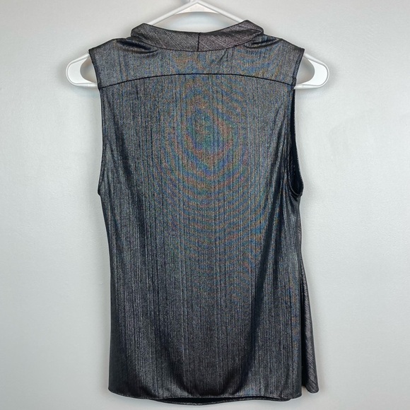 DREW Draped Neck Metallic Gray Sleeveless Top - Picture 6 of 12